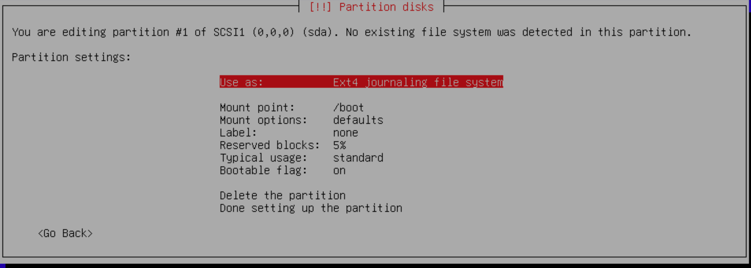 partition start screen