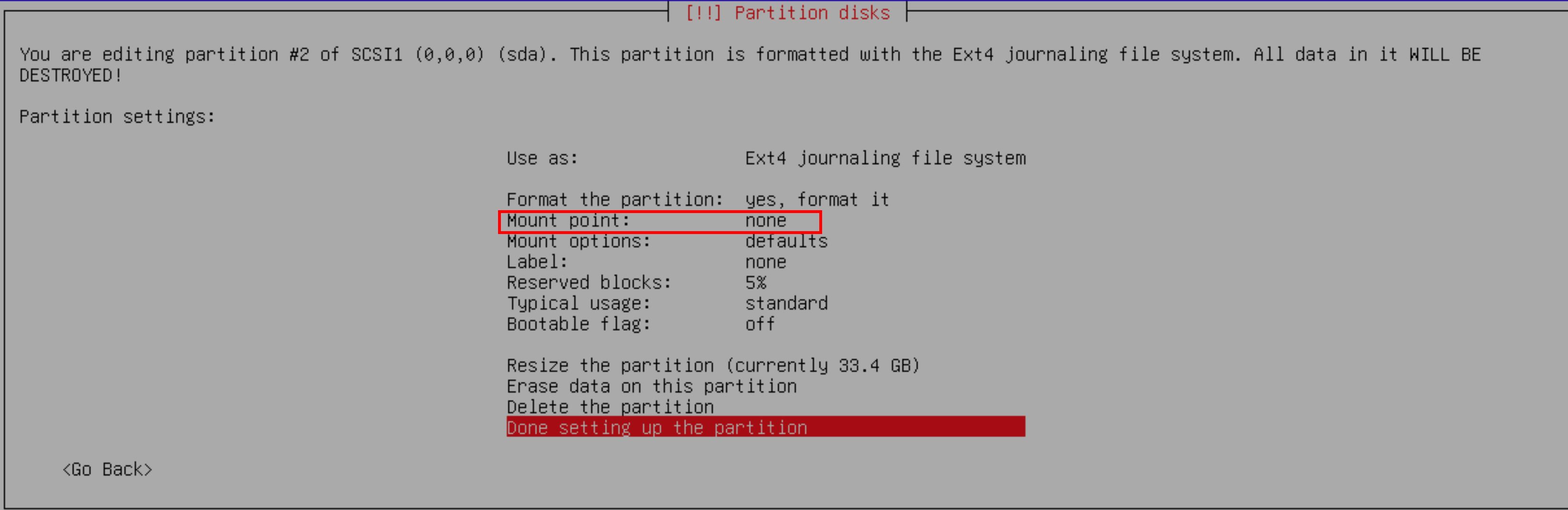 partition start screen